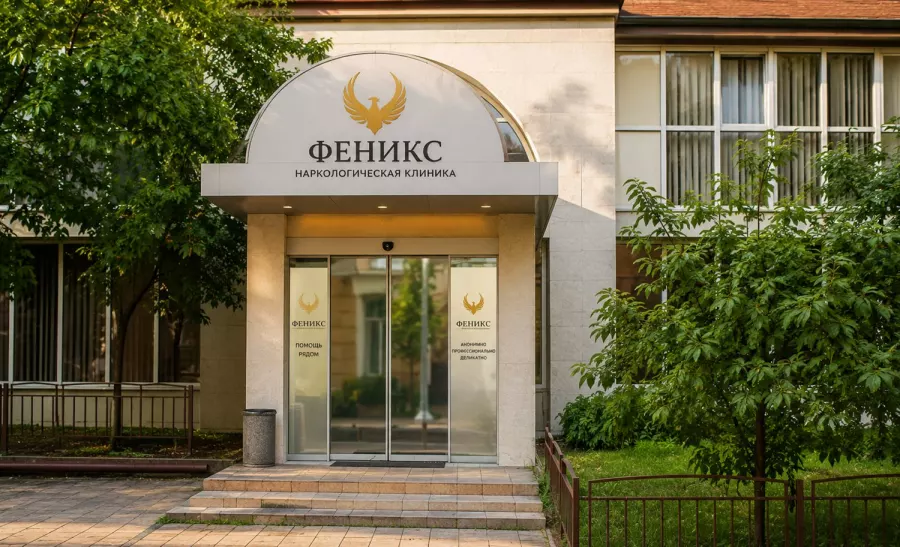 Вход в наркологическую клинику «Феникс» в Южно-Сухокумске